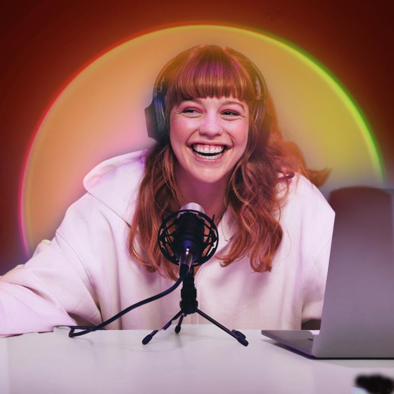 Fall Sunset Lamp Projector Light 180° Adjustable Sunset Mood Lamp, 4 Modes, Remote Control RGB Ambient Night Light for Bedroom, Gaming Room, Live Streaming Photography & Parties Home Wall Decor Party Live Streaming Halloween Decor Christmas Gift