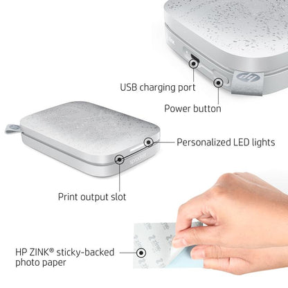 HP Sprocket Portable 2X3" Instant Photo Printer, Prints from Ios or Android Devices