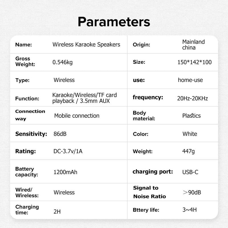 Wireless Karaoke Speaker with Wireless Microphone, Portable Wireless Bluetooth Speaker with LED Ambient Light for Home Party Birthday, Gift