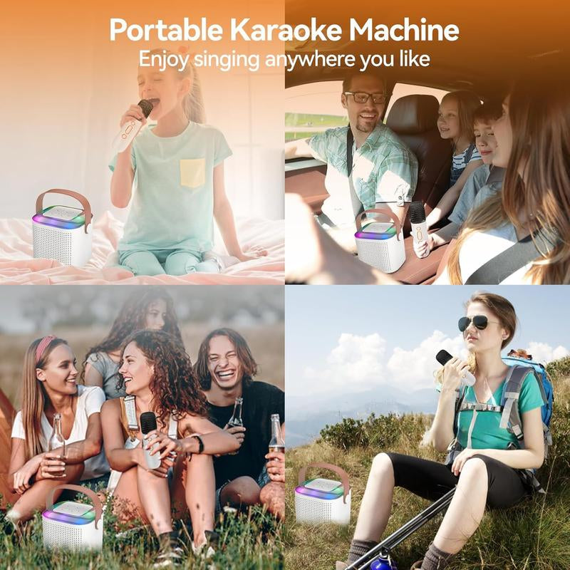 Wireless Karaoke Speaker with Wireless Microphone, Portable Wireless Bluetooth Speaker with LED Ambient Light for Home Party Birthday, Gift