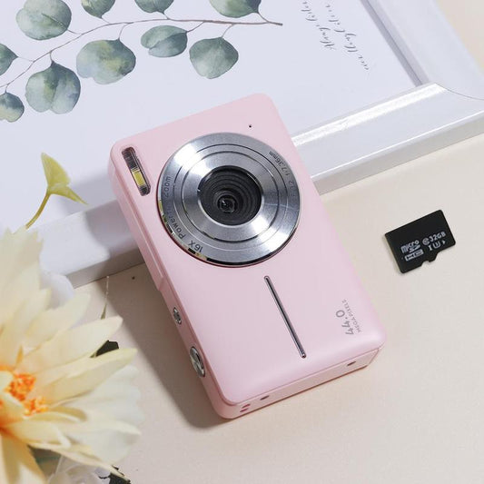 Summer Release | CAMKORY Portable Pocket Vlogging Camera with 32GB SD Card & Wrist Strap, Self Timer, Anti-Shake, 16X Digital Zoom, FHD 1080P Point & Shoot Camera for Daily Photography, Perfect Holiday Gift for Adults, Teens & Kids【Light Pink】