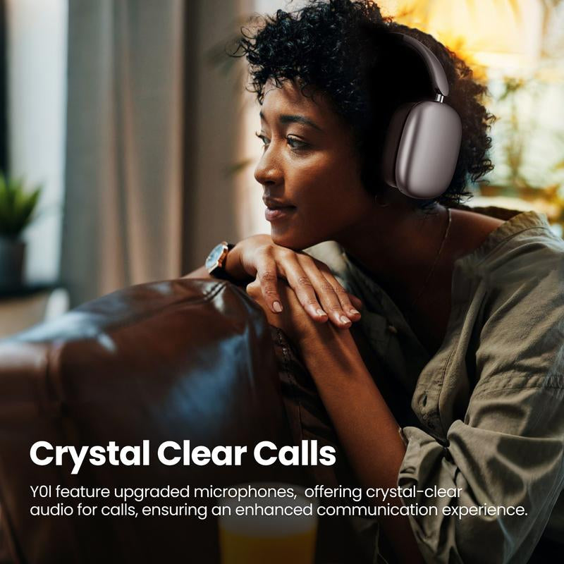 Y01 Wireless Bluetooth Headphones, Over-Ear, Noise Cancelling, Hi-Res Audio, 48H Battery Life, Foldable, Mic for Ios/Pc Headphones Android Memory Headset Earbud Electronic