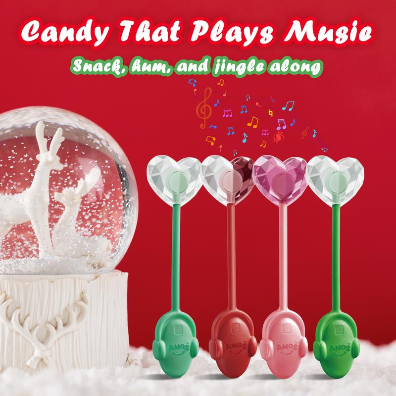 Amos Tastysounds Music Lollipops – Heart-Shaped, Sugar-Free Audio Candies with Bone Conduction Tech | K-Pop Vibe | 4+1 Free | Strawberry, Blueberry, Watermelon, Blackberry