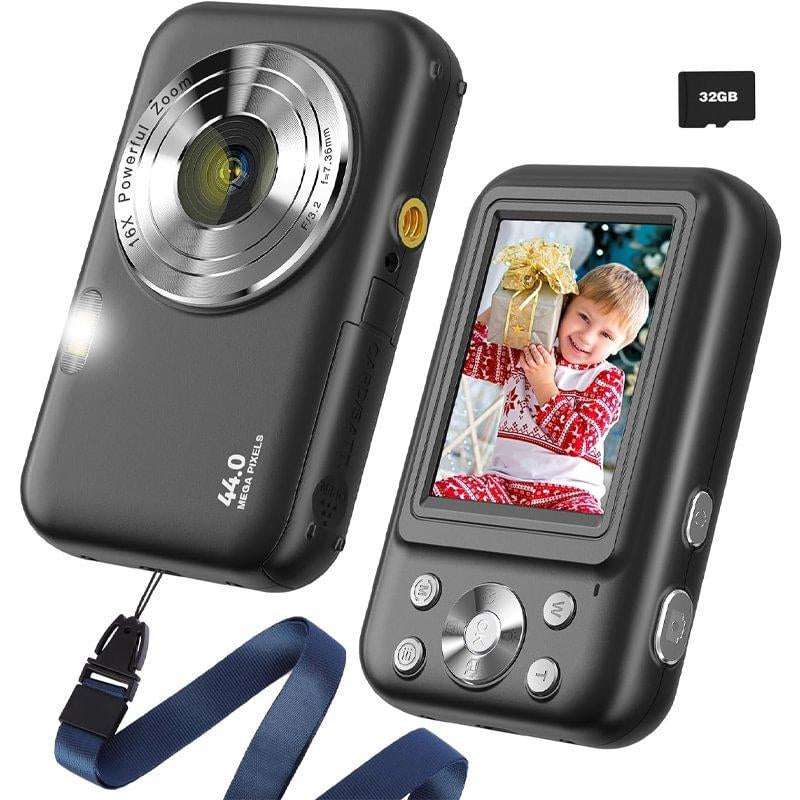 Summer Release | CAMKORY Portable Pocket Vlogging Camera with 32GB SD Card & Wrist Strap, Self Timer, Anti-Shake, 16X Digital Zoom, FHD 1080P Point & Shoot Camera for Daily Photography, Perfect Holiday Gift for Adults, Teens & Kids【Light Pink】