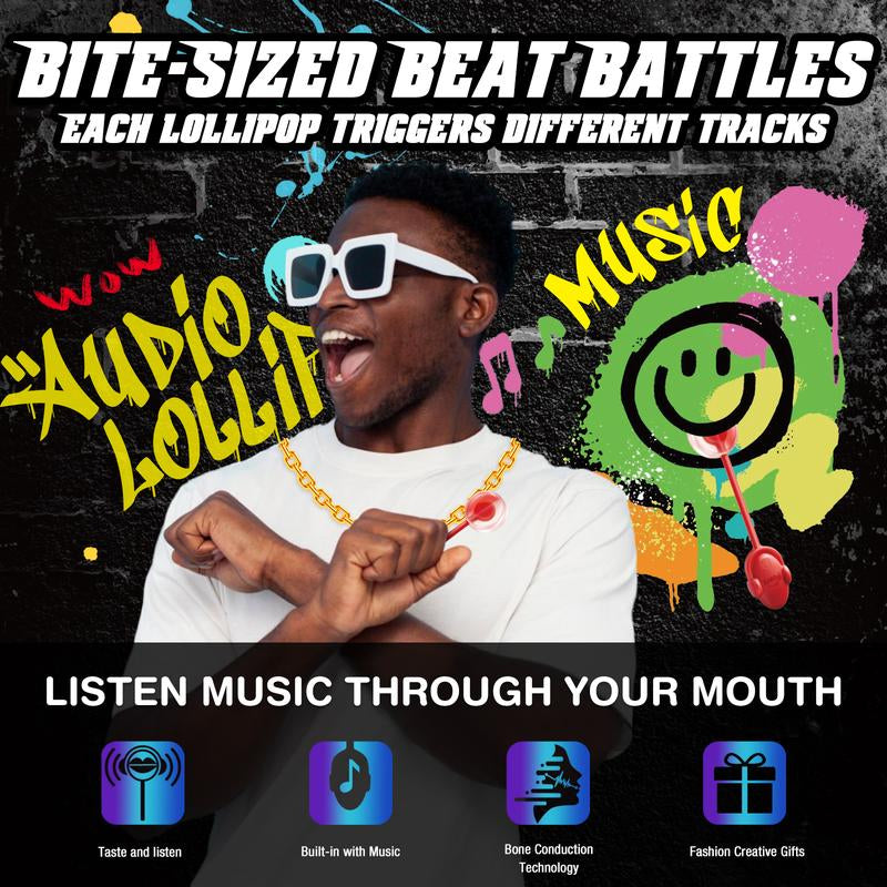 Amos Tastysounds Music Lollipops – Heart-Shaped, Sugar-Free Audio Candies with Bone Conduction Tech | K-Pop Vibe | 4+1 Free | Strawberry, Blueberry, Watermelon, Blackberry