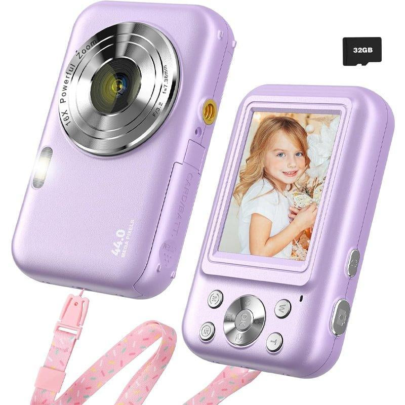 Summer Release | CAMKORY Portable Pocket Vlogging Camera with 32GB SD Card & Wrist Strap, Self Timer, Anti-Shake, 16X Digital Zoom, FHD 1080P Point & Shoot Camera for Daily Photography, Perfect Holiday Gift for Adults, Teens & Kids【Light Pink】
