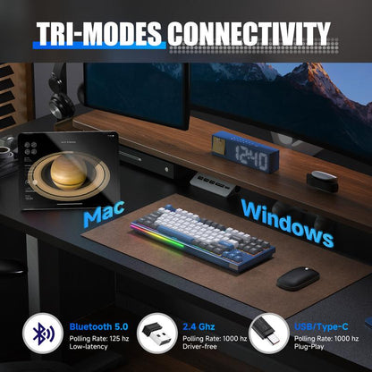 Clearance Sale KEMOVE K87 Wireless Hot-Swap Mechanical Gaming Keyboard, 87 Keys RGB Backlit with 4000Mah Battery, Triple-Mode Connection — Limited Time Sale