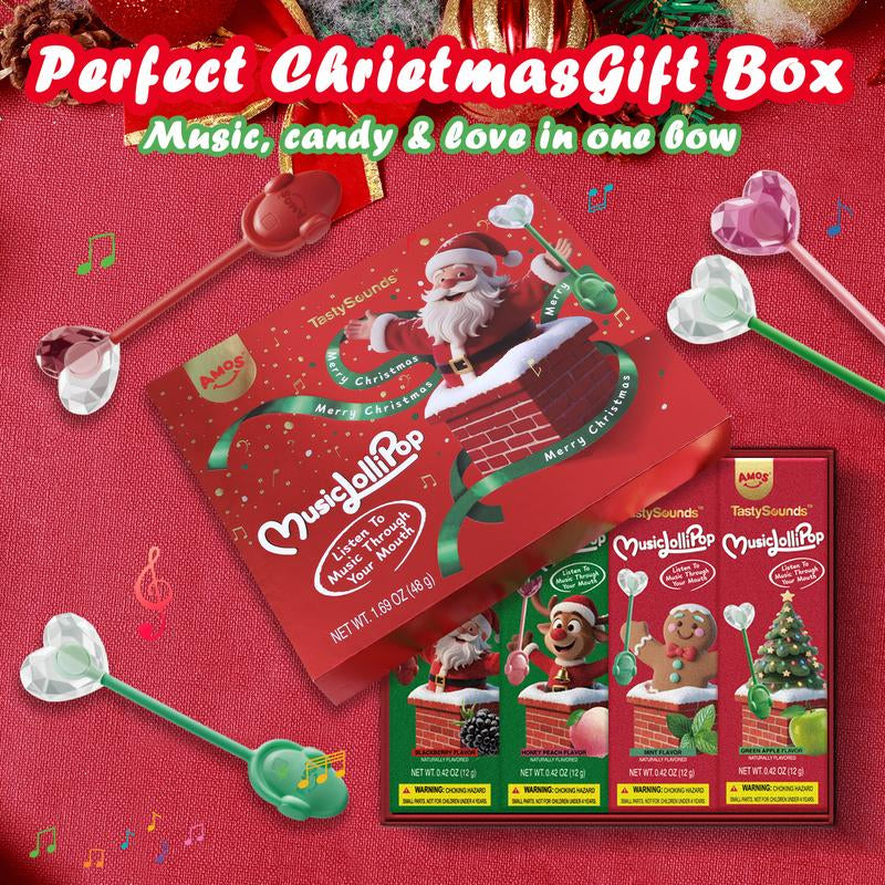 Amos Tastysounds Music Lollipops – Heart-Shaped, Sugar-Free Audio Candies with Bone Conduction Tech | K-Pop Vibe | 4+1 Free | Strawberry, Blueberry, Watermelon, Blackberry