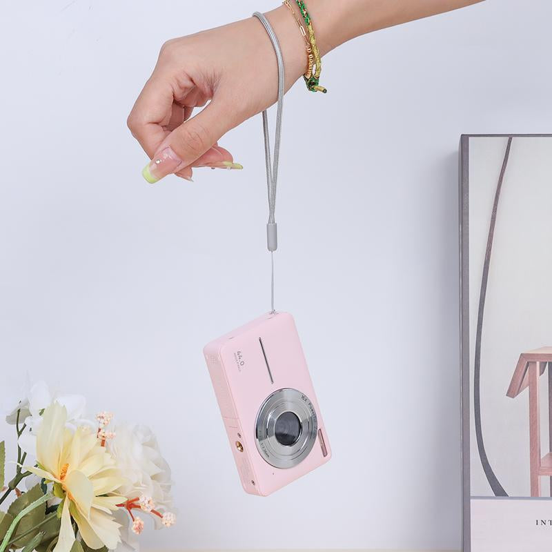 Summer Release | CAMKORY Portable Pocket Vlogging Camera with 32GB SD Card & Wrist Strap, Self Timer, Anti-Shake, 16X Digital Zoom, FHD 1080P Point & Shoot Camera for Daily Photography, Perfect Holiday Gift for Adults, Teens & Kids【Light Pink】