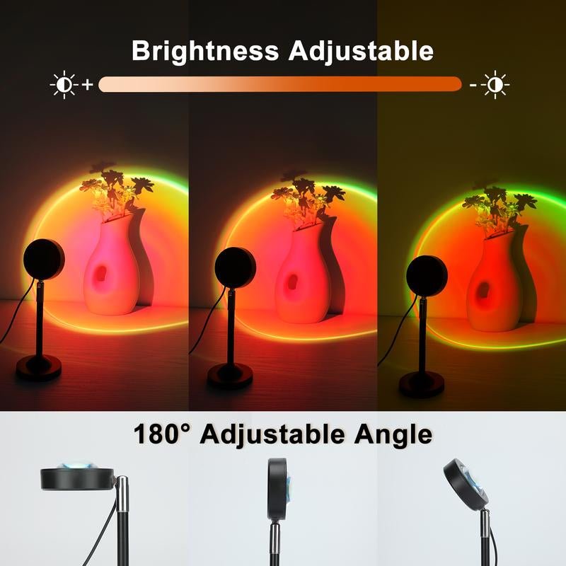 Fall Sunset Lamp Projector Light 180° Adjustable Sunset Mood Lamp, 4 Modes, Remote Control RGB Ambient Night Light for Bedroom, Gaming Room, Live Streaming Photography & Parties Home Wall Decor Party Live Streaming Halloween Decor Christmas Gift