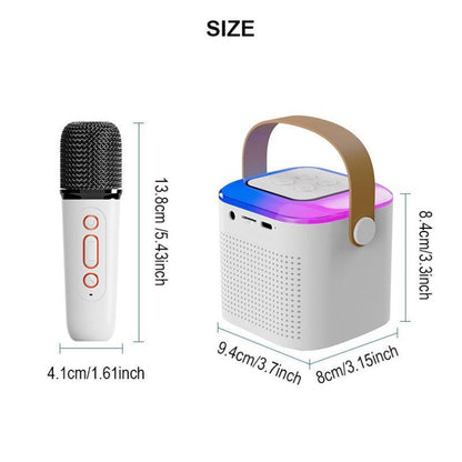 Wireless Karaoke Speaker with Wireless Microphone, Portable Wireless Bluetooth Speaker with LED Ambient Light for Home Party Birthday, Gift