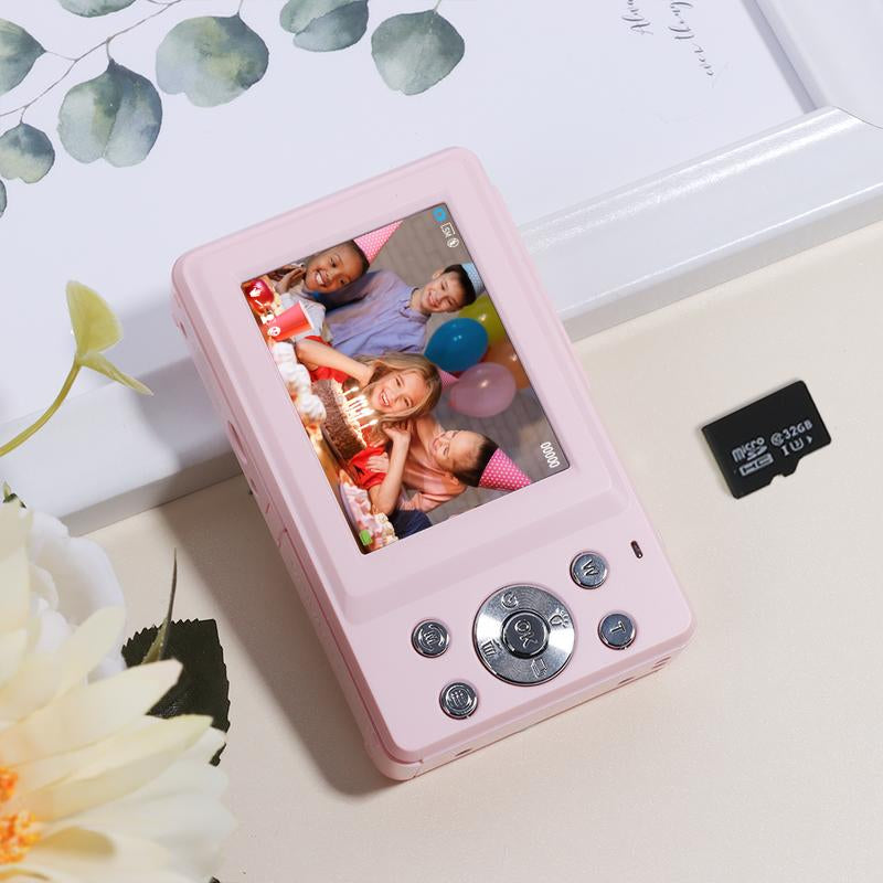 Summer Release | CAMKORY Portable Pocket Vlogging Camera with 32GB SD Card & Wrist Strap, Self Timer, Anti-Shake, 16X Digital Zoom, FHD 1080P Point & Shoot Camera for Daily Photography, Perfect Holiday Gift for Adults, Teens & Kids【Light Pink】