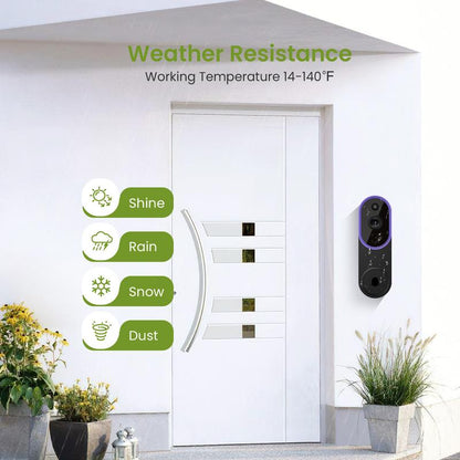 Wireless Video Doorbell Camera, Smart Security Doorbell Camera, 1080P, AI Human Detection , Night Vision, Instant Alert, Two Way Audio, 2.4G Wifi Only, Simple Installation and Rechargeable Battery, Cloud Storage, Wifi Camera