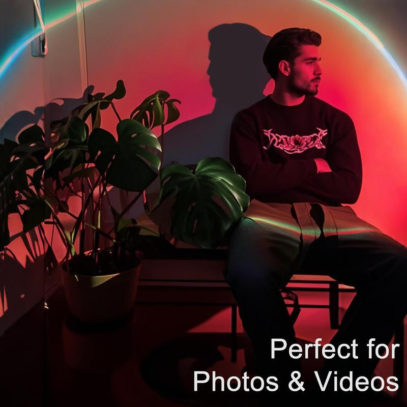 Fall Sunset Lamp Projector Light 180° Adjustable Sunset Mood Lamp, 4 Modes, Remote Control RGB Ambient Night Light for Bedroom, Gaming Room, Live Streaming Photography & Parties Home Wall Decor Party Live Streaming Halloween Decor Christmas Gift