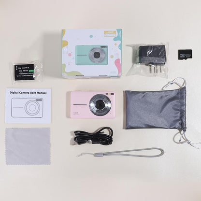 Summer Release | CAMKORY Portable Pocket Vlogging Camera with 32GB SD Card & Wrist Strap, Self Timer, Anti-Shake, 16X Digital Zoom, FHD 1080P Point & Shoot Camera for Daily Photography, Perfect Holiday Gift for Adults, Teens & Kids【Light Pink】