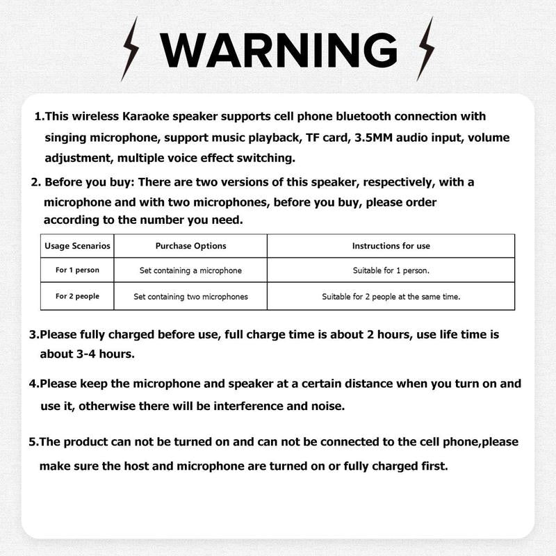 Wireless Karaoke Speaker with Wireless Microphone, Portable Wireless Bluetooth Speaker with LED Ambient Light for Home Party Birthday, Gift