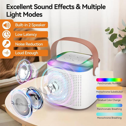 Wireless Karaoke Speaker with Wireless Microphone, Portable Wireless Bluetooth Speaker with LED Ambient Light for Home Party Birthday, Gift