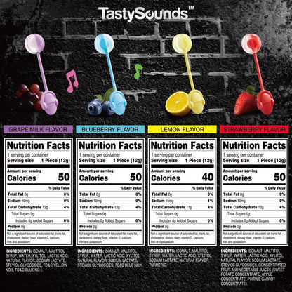 Amos Tastysounds Music Lollipops – Heart-Shaped, Sugar-Free Audio Candies with Bone Conduction Tech | K-Pop Vibe | 4+1 Free | Strawberry, Blueberry, Watermelon, Blackberry